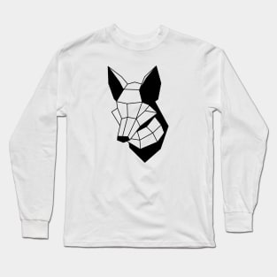 Low Poly Fox Line Black Long Sleeve T-Shirt